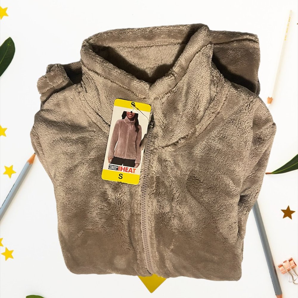 NEW! 32 Degrees Heat Luxe Fleece Jacket, small size, color:GOAT
